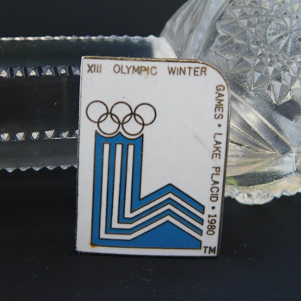 XIII Olympic Winter Games Lake Placid 1980 Pin Back 1" Wide by 1-3/8" Long- Enameled, Commemorative, Lapel, Clutch Back, Souvenir, Cloisonné