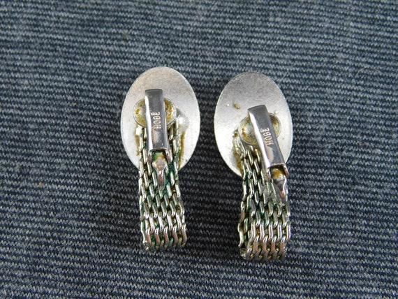 Rare Signed Hobe Clip On Earrings Silver Tone Mes… - image 3