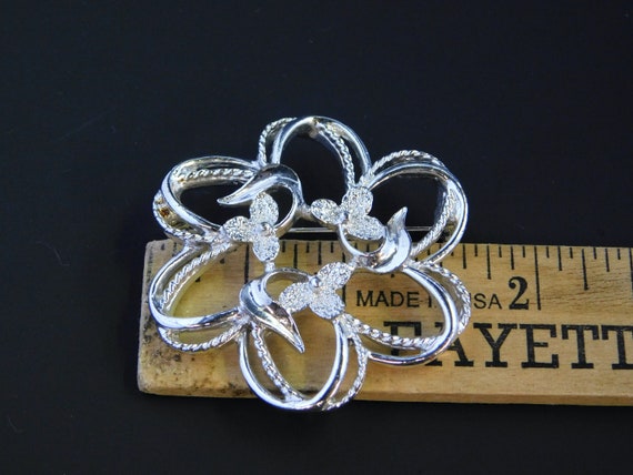 Sarah Coventry Floral Pin Brooch Silver Tone Bran… - image 5