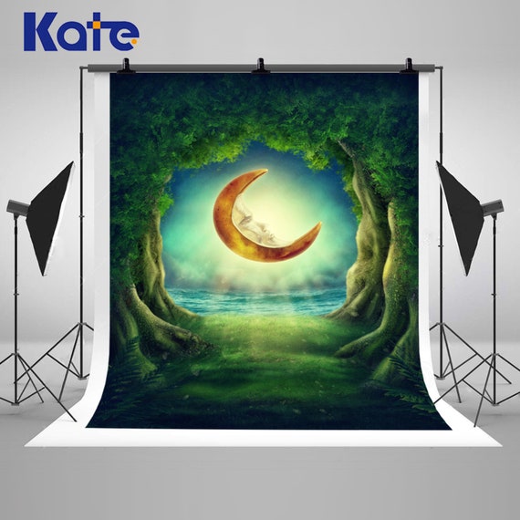 Magic Dark Fantasy Forest Trees Moon Photography Backdrops Etsy