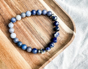 Blue Sodalite Gemstone Bracelet | Beaded Bracelet | Awakening Crystal | Handmade Crystal Bracelet | Gifts Under 30