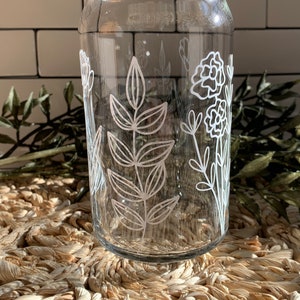Flower Glass Cup | Wildflower Glass Can | Iced Coffee Glass | Beer Glass Can | Aesthetic Cup | Coffee Lover Gift | Smoothie Glass