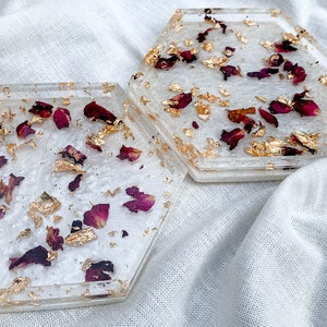 Rose Flower Coasters | Floral Decor | Set of 2 Coasters | Gifts for the Home | Housewarming Gift