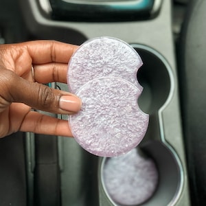 Purple Car Coasters with Silver Flakes- Set of 2 Car Coasters - Purple and Silver Flake Coasters - Car Accessories