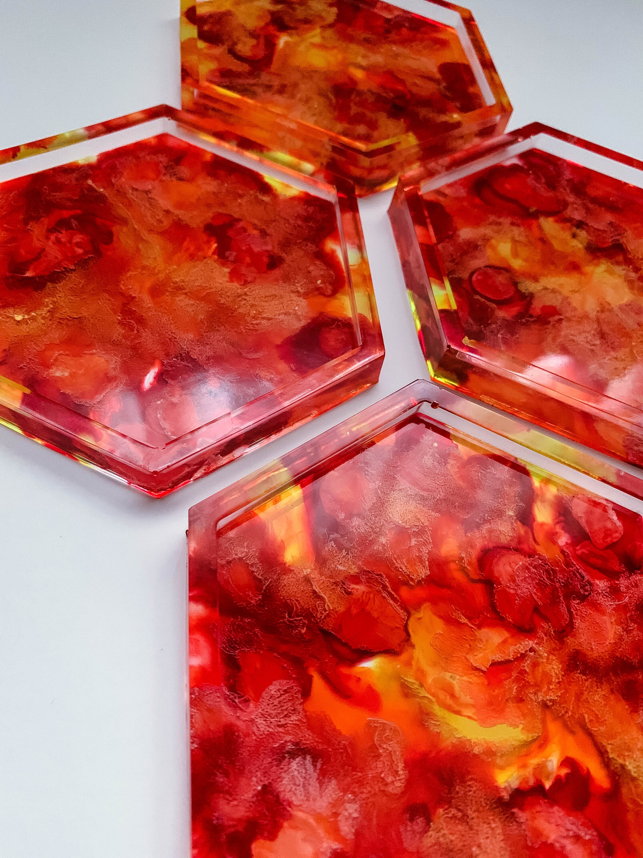 Orange Coasters Set of 4 Coasters Gifts for the Home Resin Etsy