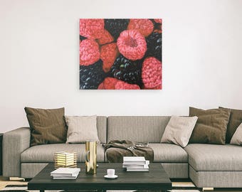 Realistic Raspberry and Blackberry foodie giclee print