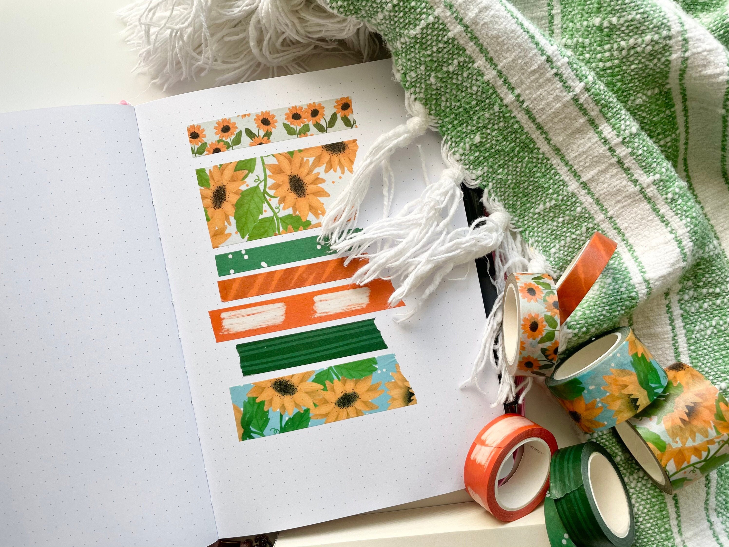 7 Sunflower Washi Tapes Set bujo washi tape planner washi Etsy