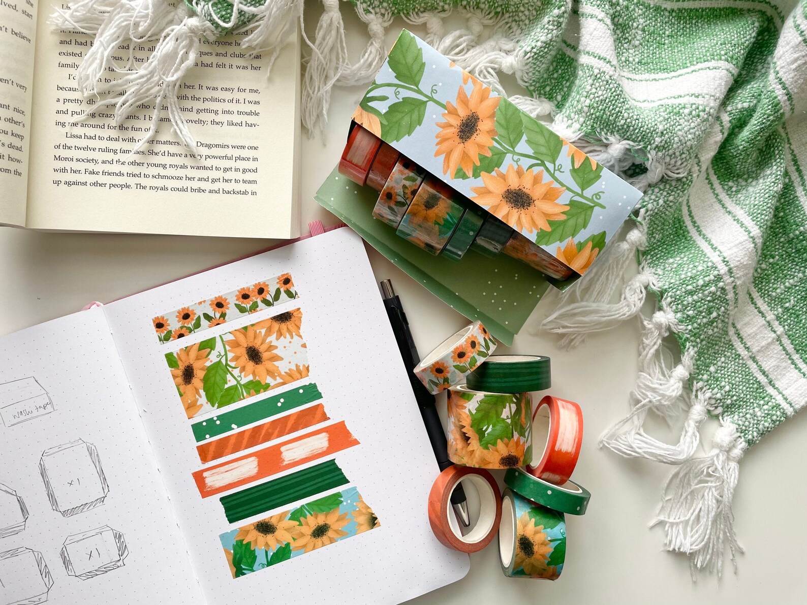 7 Sunflower Washi Tapes Set Bujo Washi Tape Planner Washi Etsy