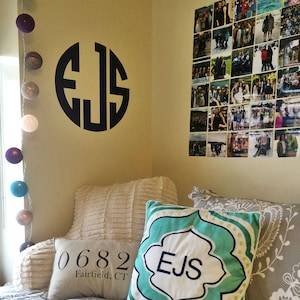 Adesivo da parete con monogramma circolare: adesivo in vinile con iniziale personalizzata