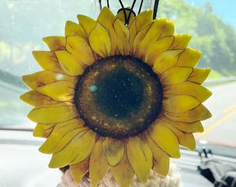 Sunflower Car Air Freshener: Scented Felt, Personalized Accessory