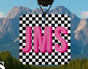 Custom Checkered Monogram Air Freshener – Personalized Car Freshener Gift