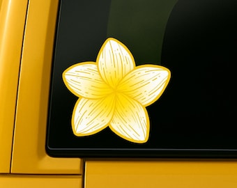 Adesivo per auto con fiore di plumeria bianco disegnato a mano