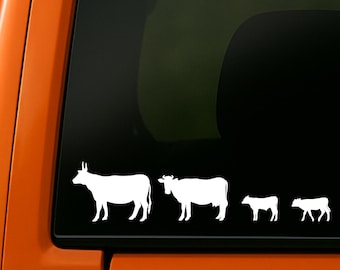 Kuh Familie Auto Aufkleber: Individuelle Rinderstickfigur Aufkleber