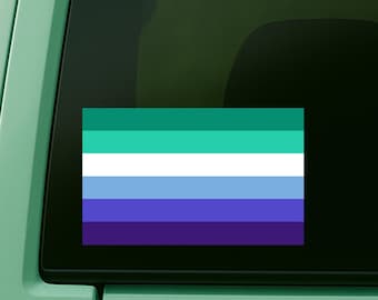 Calcomanía de la bandera del orgullo gay (impermeable) Bandera azul, verde y blanca