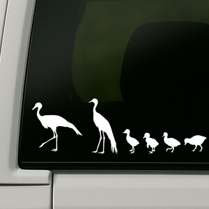 Crane Family Car Decal: Bird Stick Figure Window Sticker