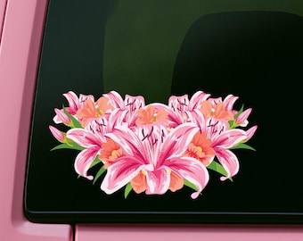 Pink Tigerlilie Blumenstrauß Aufkleber: Blumen Ecke Aufkleber