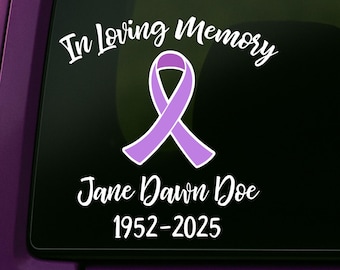 Bauchspeicheldrüsenkrebs-Memorial Auto Aufkleber - Lila Schleife In liebevoller Erinnerung Vinyl Sticker