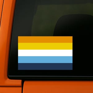 Aroace Pride-vlagsticker (waterdicht) oranje, gele, witte en blauwe vlag