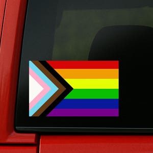 Progress Pride Flag Decal (waterproof) LGBTQAA rainbow
