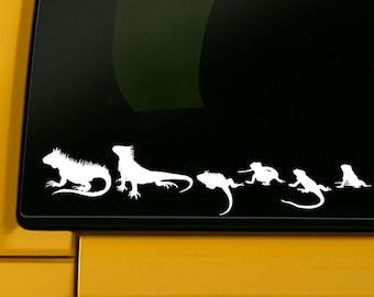 Legua Familie Auto Aufkleber: Eidechse Strichmännchen Fenster Sticker