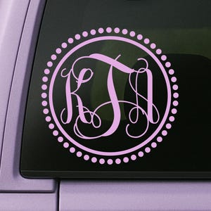 Vine Monogram Decal: Lilac Dotted Vinyl Sticker