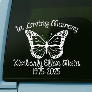 In Loving Memory Car Window Decal With A Butterfly | Car Decals