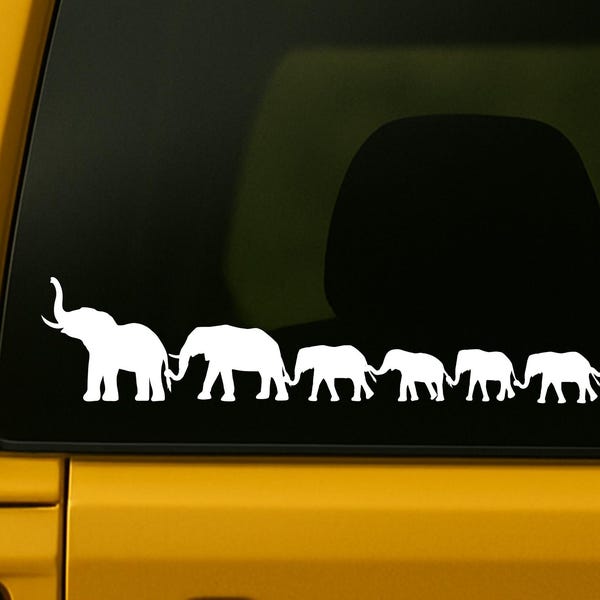 Elephant Family Car Decal: Adventure Stick Figure Vinyl Sticker