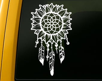 Decalcomania in vinile impermeabile con contorno acchiappasogni a forma di girasole