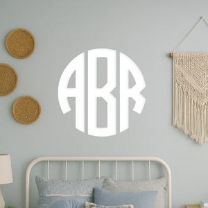 Personalized Circle Monogram Wall Decal: Custom Vinyl Initial Sticker