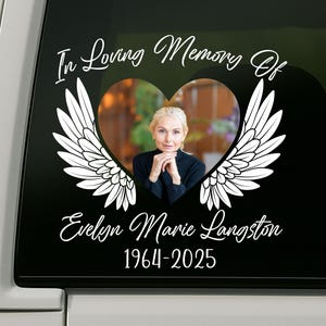 Heart Wing Photo Memorial Car Decal – Custom In Loving Memory Sticker (6&quot;–22&quot;)