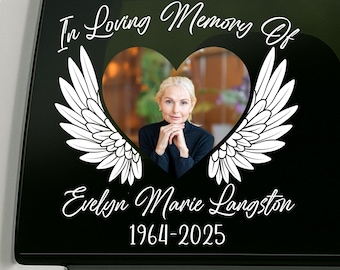 Herzflügel Foto-Gedenkauto-Aufkleber - Individueller liebevoller Erinnerungsaufkleber (6 "- 22"