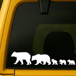 Bear Family Car Decal: Adventure Vehicle Window Sticker