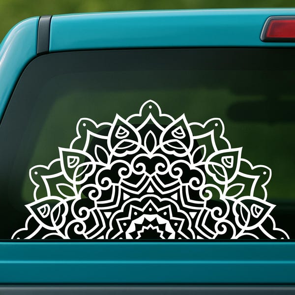Half Mandala Car Decal: Boho Zen Window Sticker