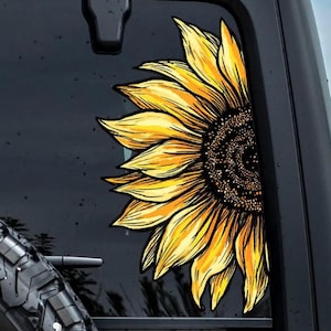 Waterproof Vinyl Sunflower Car Decal: Boho Floral Laptop Sticker