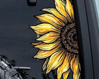 Wasserdichter Vinyl-Sonnenblumen-Auto-Aufkleber: Boho Blumen-Laptop-Aufkleber