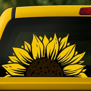 Half Sunflower Window Decals car decals wall decal vinyl decal mandala sticker Back Window sunflower decal