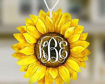 Monogram Sunflower Car Air Freshener: Personalized Felt Accessories