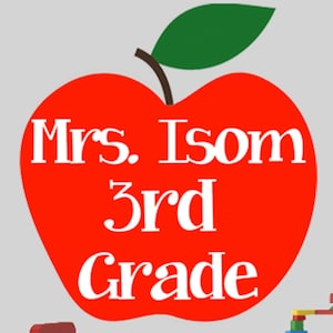 Teacher Name & Grade Wall Decal | Apple Decal | Removable Classroom Decal