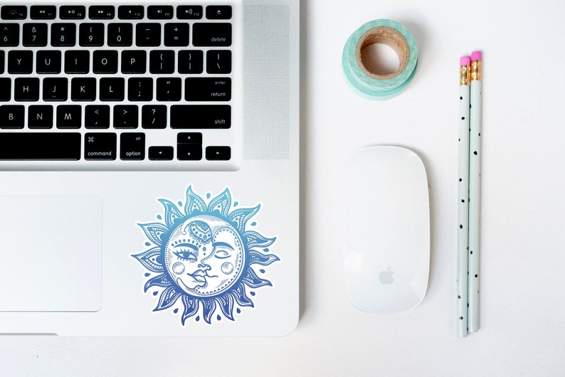 Sun and Moon Car Decal Yin and Yang Psychedelic Sticker Etsy