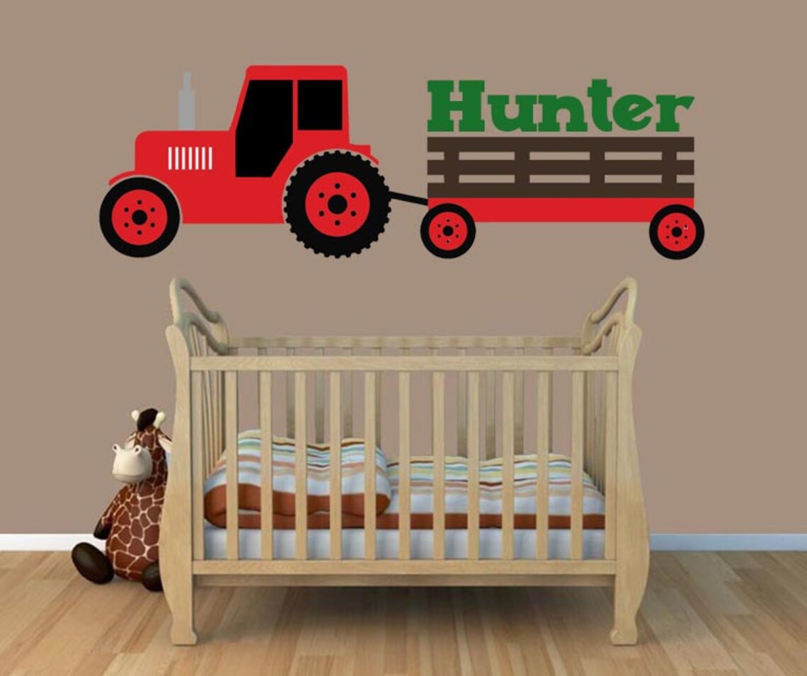Tractor Wall Decal Red Tractor Wall Decal Boys Bedroom Etsy