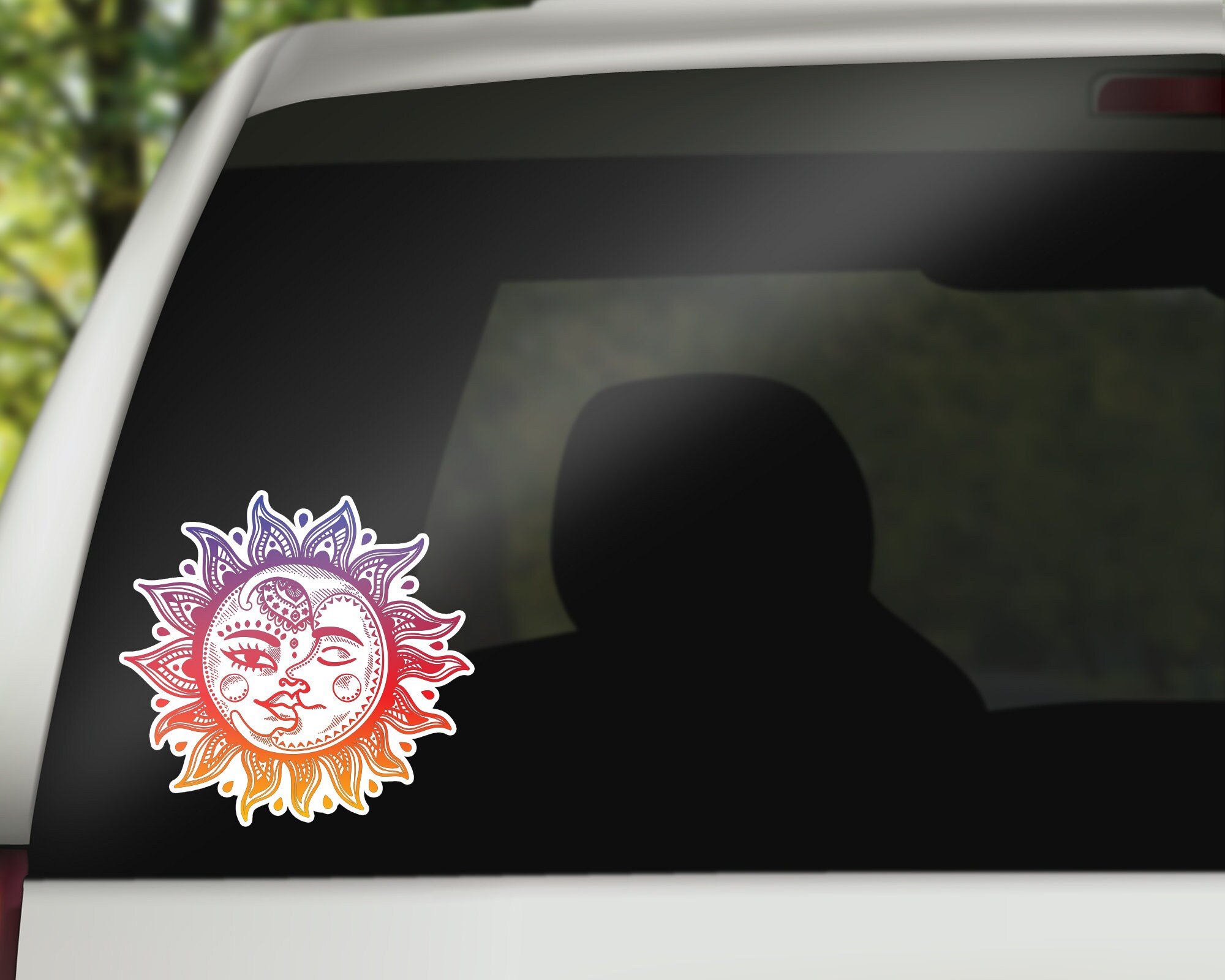 Sun and Moon Car Decal Yin and Yang Psychedelic Sticker Etsy Australia