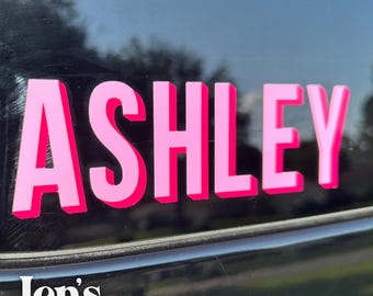 Individueller Name Vinyl Aufkleber: Bold Shadow Blockbuchstaben, wasserfester Aufkleber