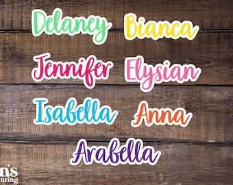 Calcomanía de vinilo personalizada con nombre en dos colores - Etiqueta con palabra personalizada