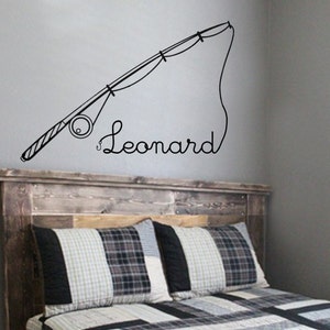 Fishing Wall Decal With Name | Fishing Pole | Fishing Theme Wall Decal | Fishing Pole Wall Decal | Fishing Pole Wall Decal With Name