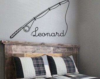 Fishing Wall Decal With Name | Fishing Pole | Fishing Theme Wall Decal | Fishing Pole Wall Decal | Fishing Pole Wall Decal With Name