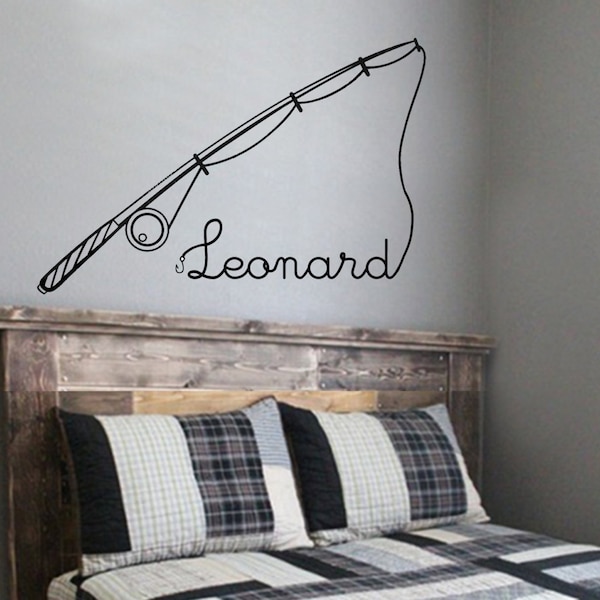 Fishing Wall Decal With Name | Fishing Pole | Fishing Theme Wall Decal | Fishing Pole Wall Decal | Fishing Pole Wall Decal With Name