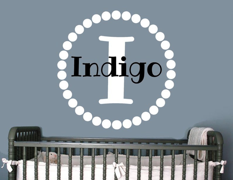 Personalized Nursery Initial Wall Decal - Custom Name Sticker For Boys Or Girls Room, 12 Inches High - View #14