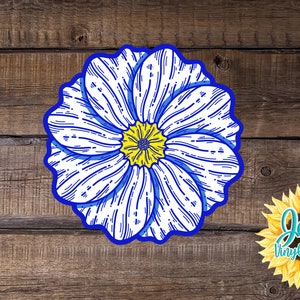 Hand drawn Primrose Flower Car Window Decal | Flower Car Window Decal | Flowers Blue and White Primrose