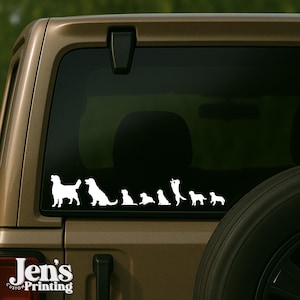 Naklejka na samochód z Golden Retriever Family – spersonalizowana naklejka winylowa z psem – naklejka na okno z rodziną zwierząt – spersonalizowana naklejka na samochód dla miłośnika psów
