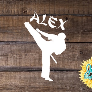 Personalized Karate Car Decal: Taekwondo Kid Vinyl Window Sticker